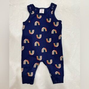 Hanna Andersson Navy Romper with Rainbow Accents
